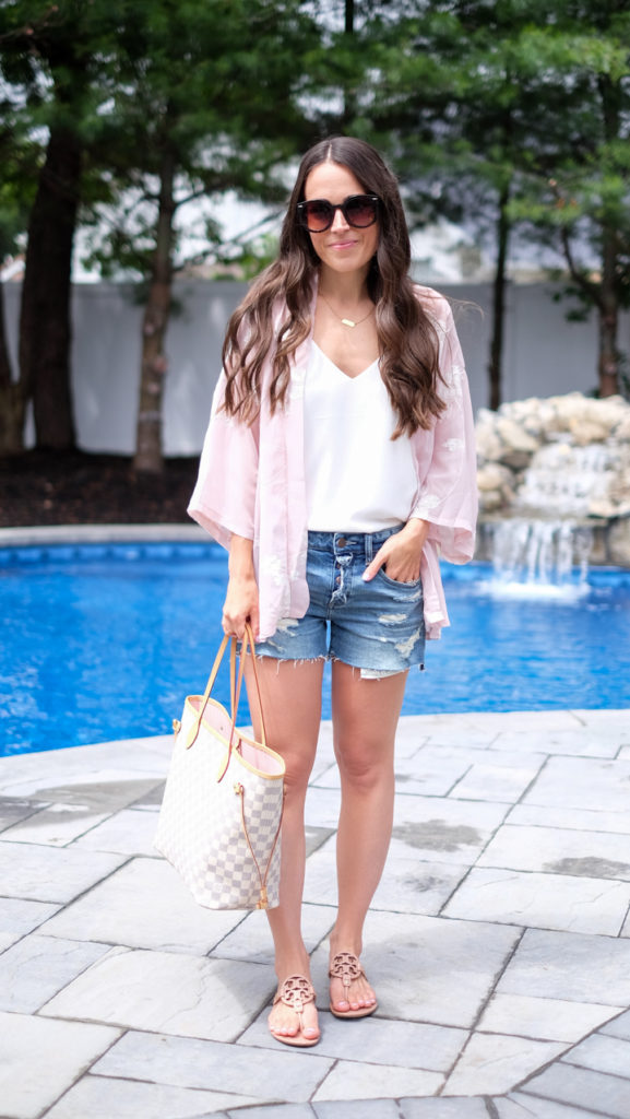 kimono and shorts outfit