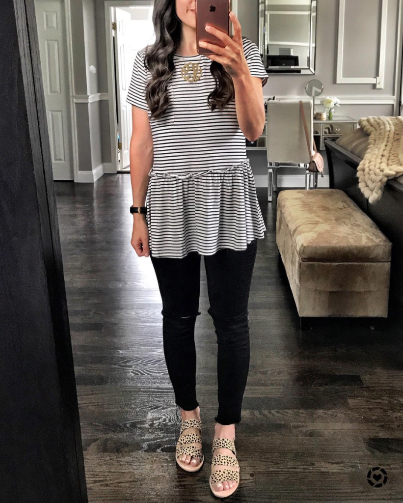 shein striped peplum tee