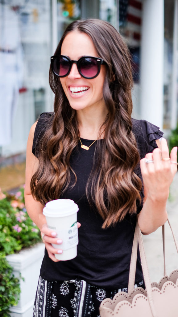 Black flutter sleeve tee