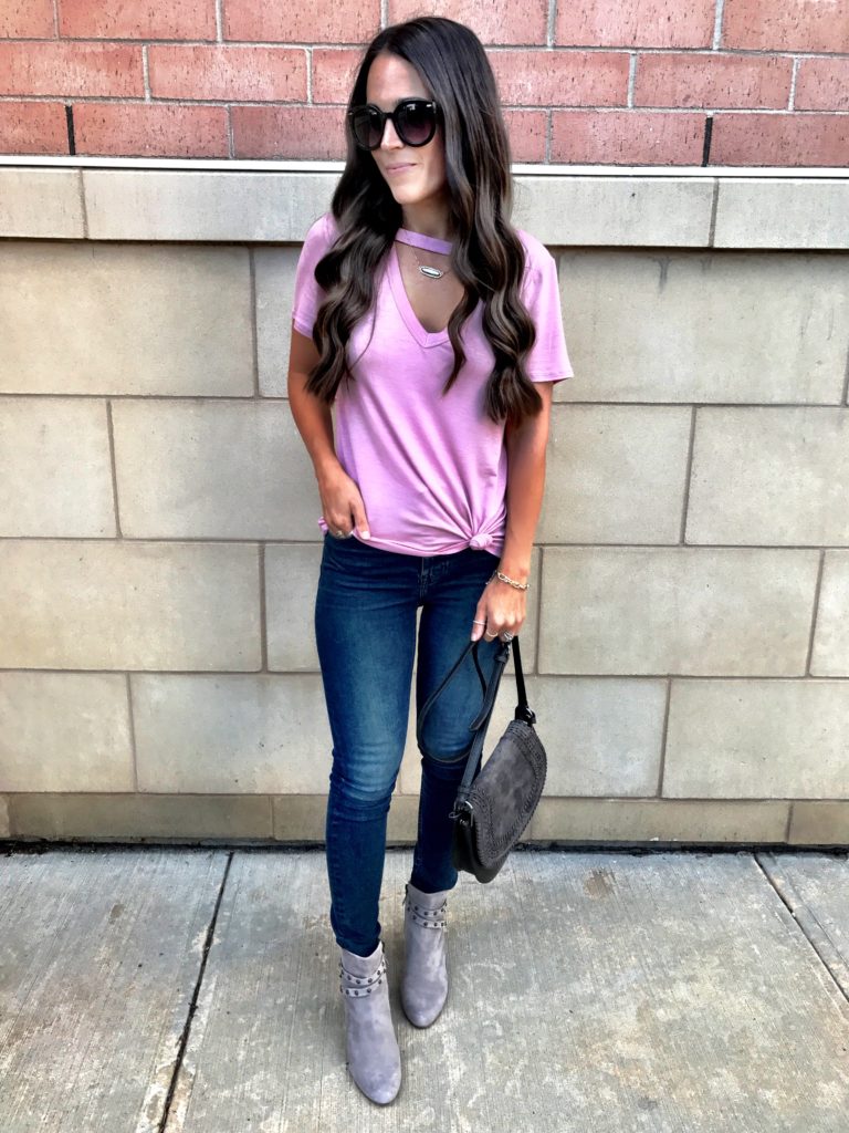 Gray booties outfit