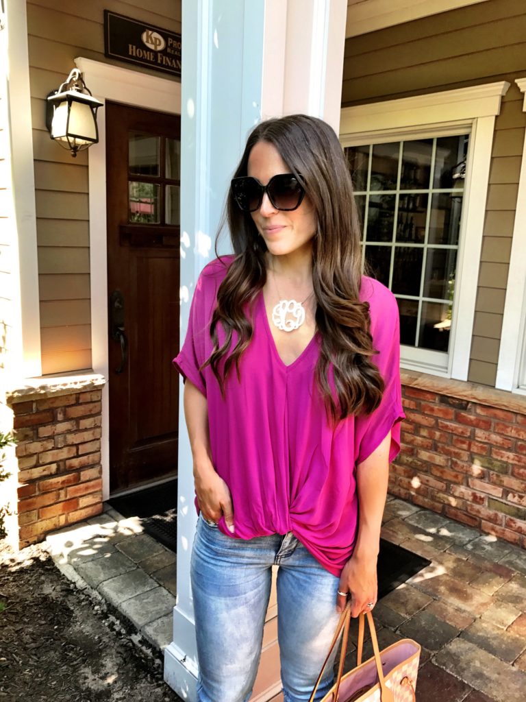 fuschia top Summer outfit