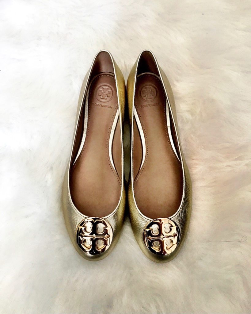 gold tory burch flats nordstrom sale