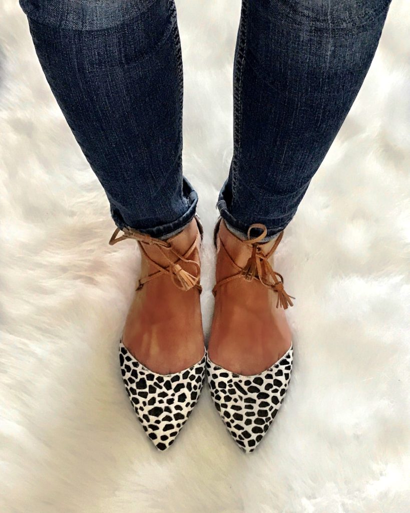 halogen leopard lace up flats