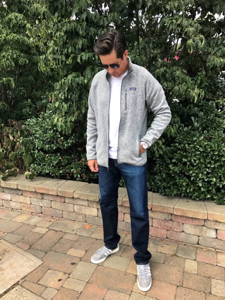 casual mens patagonia fleece outfit