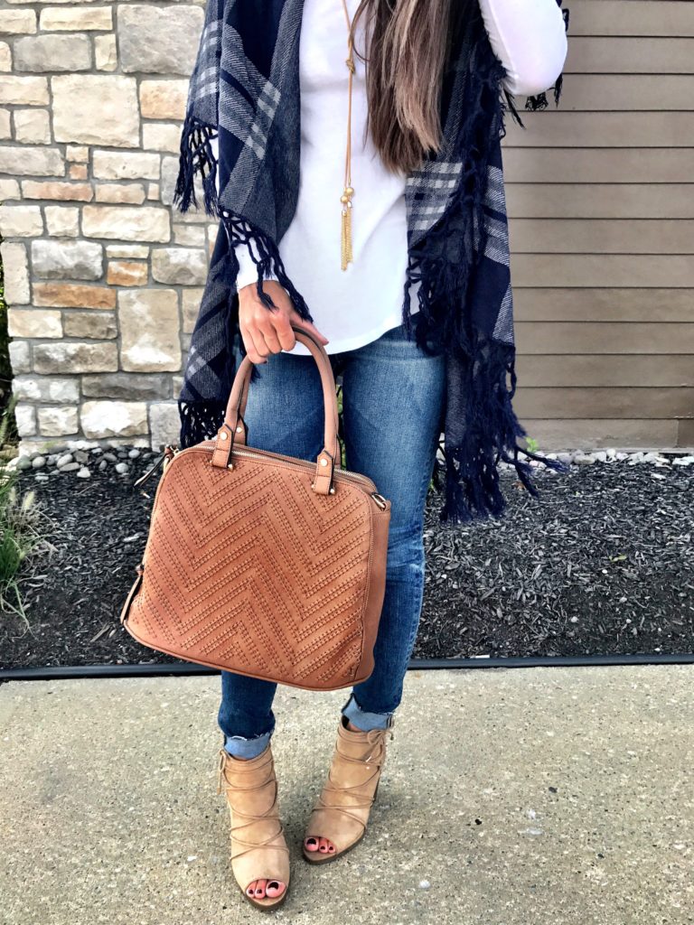 cognac faux leather satchel