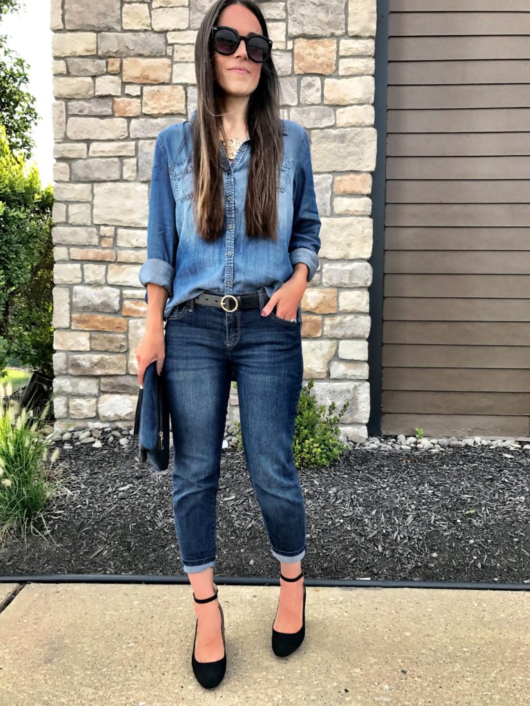 denim on denim outfit
